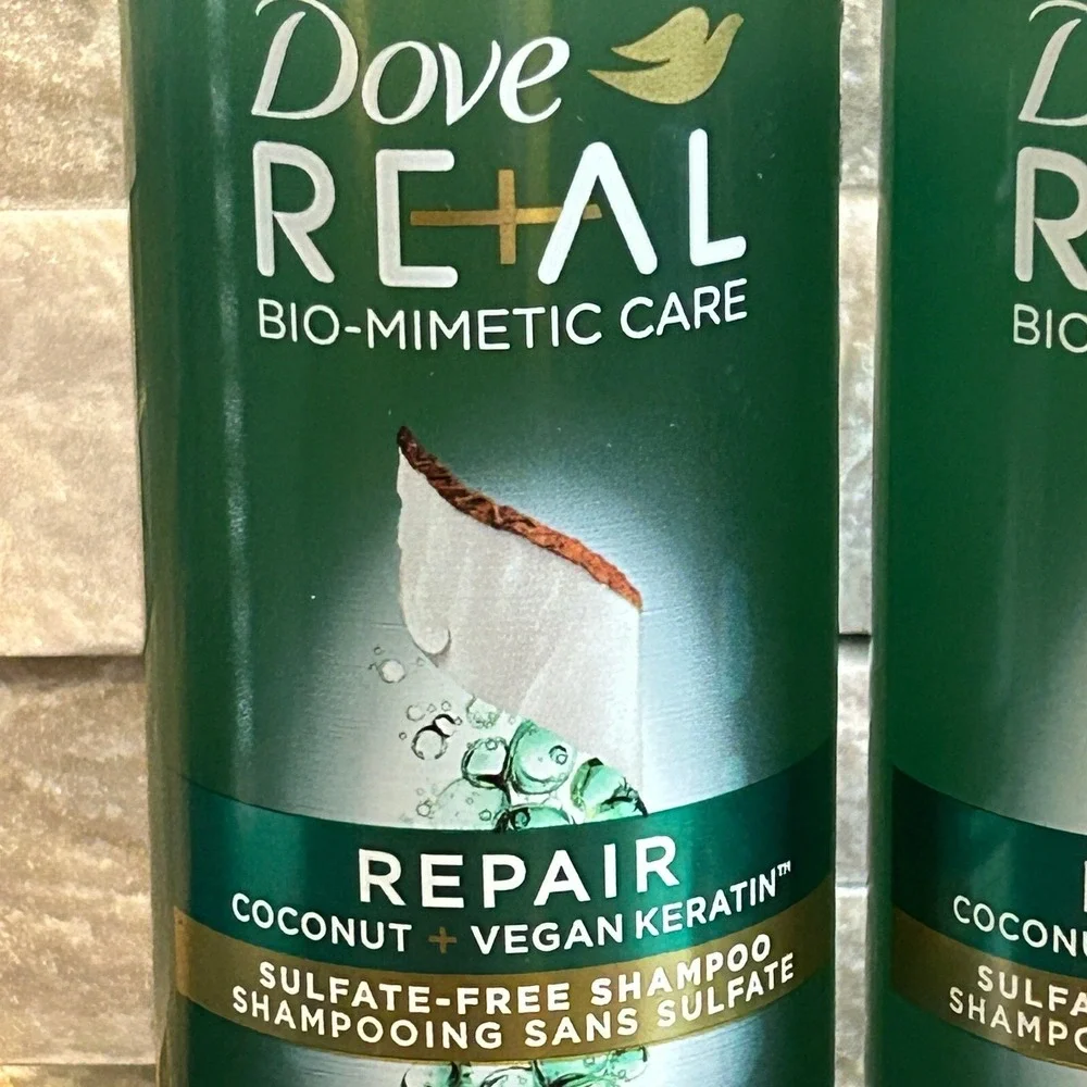 Dove RE+AL Repair Coconut Vegan Keratin Shampoo 10oz 2pk Sulfate Free Haircare